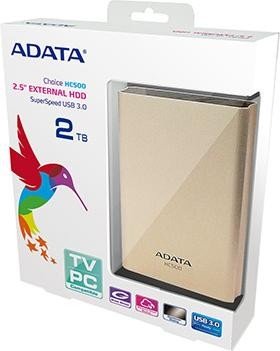 ADATA Choice HC500 złoty 2TB, USB 3.0 Micro-B