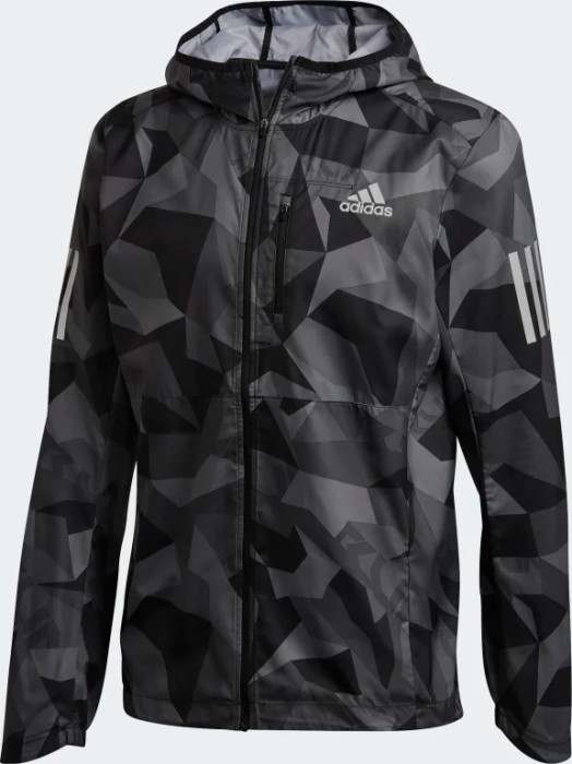 adidas Own The Run Camo running jacket metal grey/grey four/black (men ...