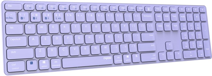 Rapoo E9800M Multi-mode Wireless Ultra-slim keyboard fioletowy, USB/Bluetooth, DE
