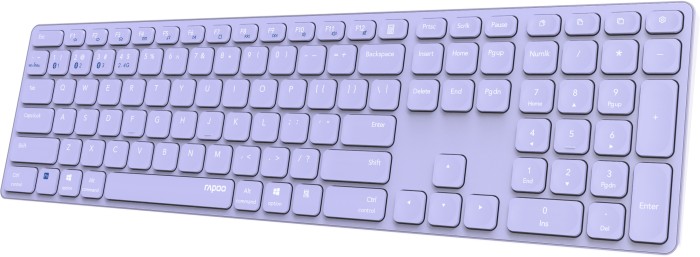 Rapoo E9800M Multi-mode Wireless Ultra-slim Keyboard violett, USB/Bluetooth, DE