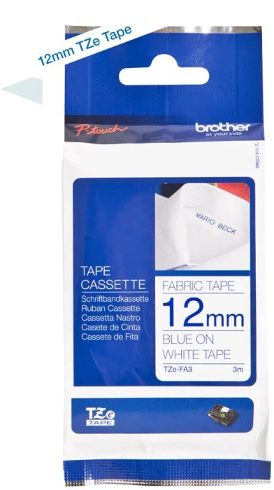 Brother TZe-FA3 Beschriftungsband 12mm, blau/weiß