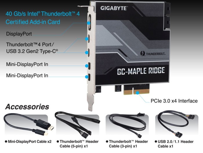 GIGABYTE GC-MAPLE RIDGE, PCIe 3.0 x4