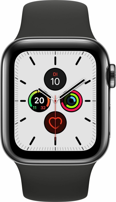 Apple Watch Series 5 (GPS + Cellular) 40mm Edelstahl space schwarz mit Sportarmband schwarz