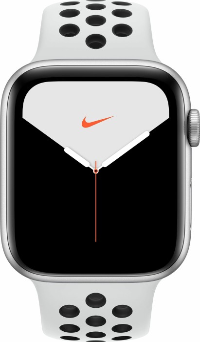 Apple Watch Nike Series 5 (GPS + Cellular) 44mm Aluminium silber mit Sportarmband Pure Platinum/schwarz