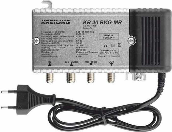Kreiling Tech. BK-Verstärker 39dB KR 40 BKG-MR 29dB Rückweg 0-65MHz BK-Verstärker 4250157712547