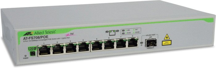 Allied Telesis FS700 Desktop switch, 8x RJ-45, 1x SFP