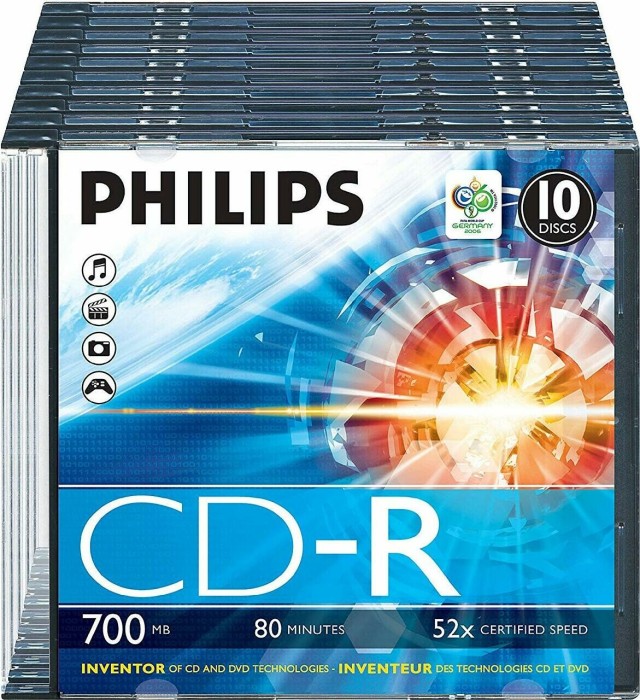 Philips CD-R 80min/700MB, 10er Slimcase