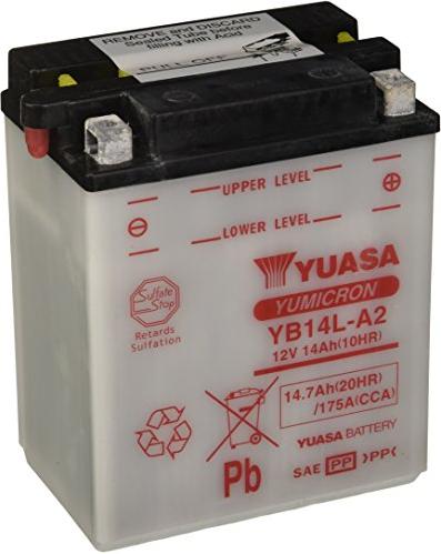 Yuasa Motorradbatterie YB14L-A2 12 V 14 Ah Passend für Modell Motorräder, Motorroller, Quads, Jetski, Schneemobile, Auf (YB14LA2DC)