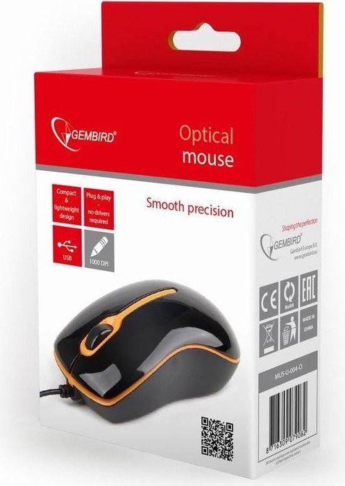 Gembird Optical Mouse 004 czarny/pomarańczowy, USB