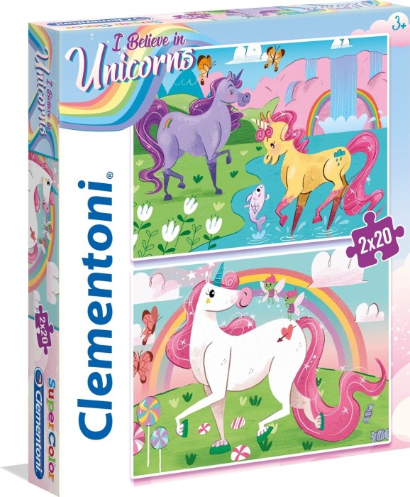 Clementoni 2×20 pcs. Puzzles Kids SuperColors Unicorn Boden