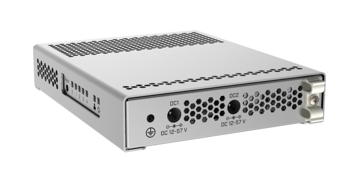 MikroTik Cloud Router Switch CRS305 Dual Boot Desktop 10G Smart Switch, 1x RJ-45, 4x SFP+, PoE PD