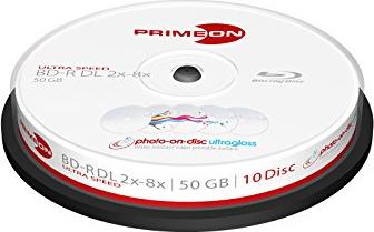 Primeon photo-on-disc ultragloss BD-R 50GB, 8x, 10er Spindel, printable