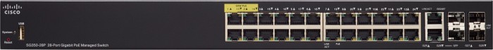 Cisco SG350 Rackmount Gigabit Managed Switch, 24x RJ-45, 2x RJ-45/SFP, 2x SFP, 195W UPoE