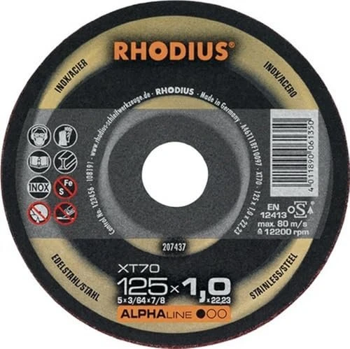 Disque à Tronçonner RHODIUS XT24 125mm Pour Métaux Non Ferreux - Épaisseur 1.0mm - Alésage 22.23mm