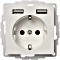 2USB kontakt ochronny-gniazdko z 2 USB-Ports, czysty biały matowy (106204)