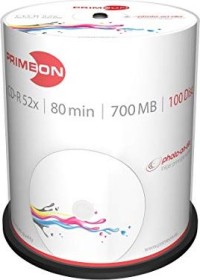 Primeon photo-on-disc CD-R 80min/700MB, 52x, 100er Spindel, printable