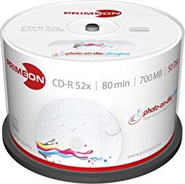Primeon foto-on-disc ultragloss CD-R 80min/700MB 52x, Cake Box 50 sztuk do nadruku