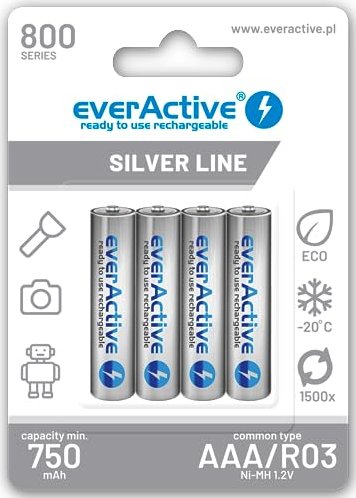 everActive Silver Line Micro AAA NiMH 800mAh, 4er-Pack