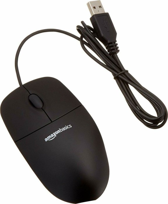 AmazonBasics Optische 3-Tasten Maus schwarz, USB