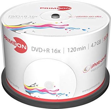 Primeon foto-on-disc DVD+R 4.7GB 16x, Cake Box 50 sztuk do nadruku