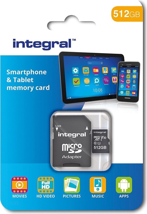 Integral Smartphone and Tablet R90 microSDXC 512GB Kit, UHS-I U1, Class 10