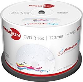 Primeon photo-on-disc ultragloss DVD-R 4.7GB 16x, 50er Spindel printable