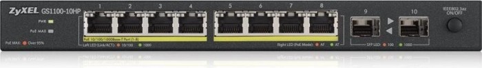 ZyXEL GS1100 Desktop Gigabit switch, 8x RJ-45, 2x SFP, PoE+