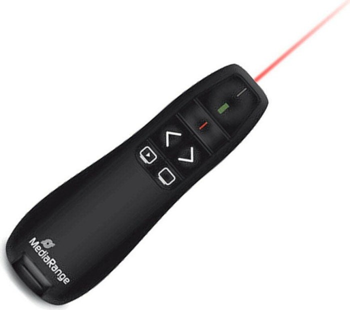 MediaRange Präsentationsfernbedinung z 5 guzikami i rotem wskaźnik laserowy, czarny, USB