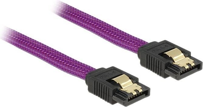 DeLOCK SATA 6Gb/s Kabel Premium violett 0.5m, gerade/gerade