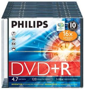 Philips DVD+R 4.7GB, 10-pack