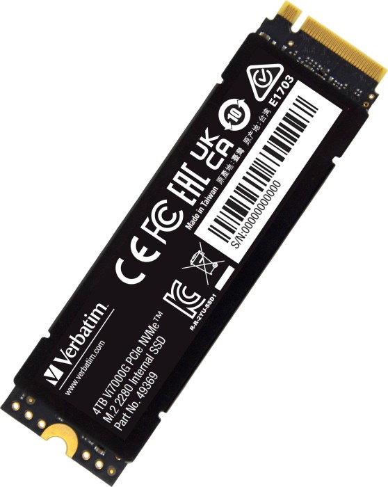 Verbatim Vi7000G PCIe NVMe SSD 4TB, M.2 2280 / M-Key / PCIe 4.0 x4, chłodnica