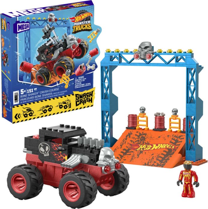 Mattel Mega Construx Hot Wheels Monster Trucks Bone Shaker Crush Course