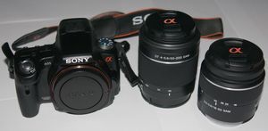 Sony Alpha 55 czarny z obiektywem AF 18-55mm DT i 55-200mm DT