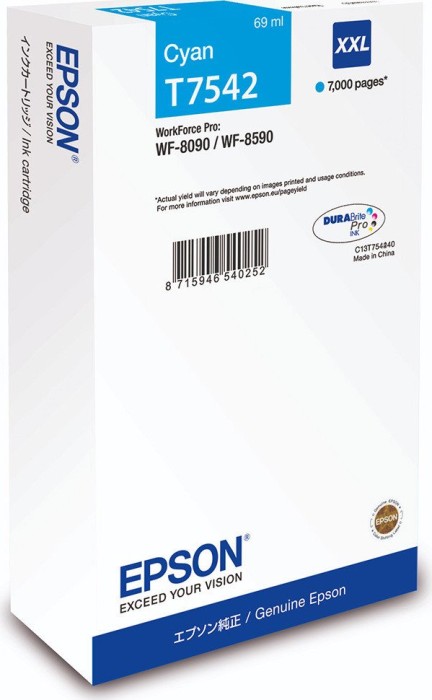 Epson Tinte T7542 cyan extra hohe Kapazität