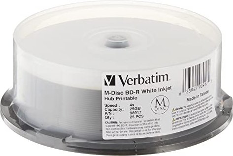 Verbatim M-DISC BD-R 25GB, 4x, 25er Spindel, printable