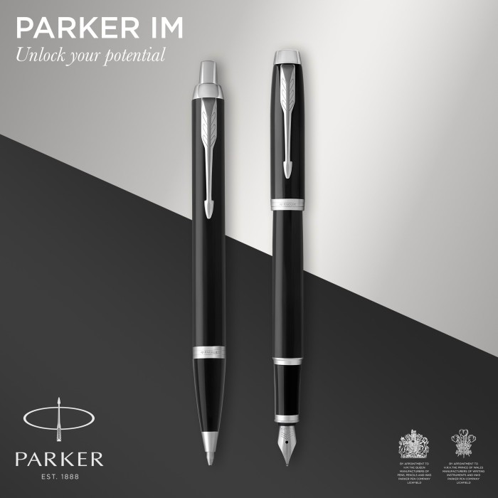 Parker IM Duo Lacquer Black Chrome Trim, 2er-Set