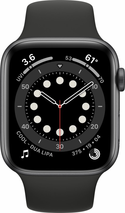 Apple Watch Series 6 (GPS) 44mm Aluminium space grau mit Sportarmband schwarz
