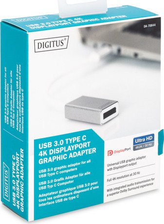 Digitus USB-C na DisplayPort adapter srebrny/biały