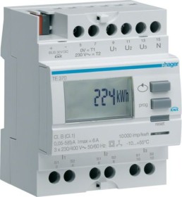 Hager KNX Energieverbrauchszähler, 3-Phasen, Wandlermessung, Strom-/Energiemesser