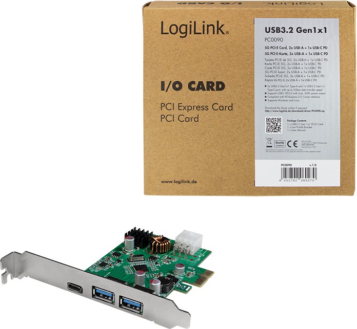 LogiLink 2x USB-A 3.0, 1x USB-C 3.0 PD 3.0, PCIe 2.0 x1
