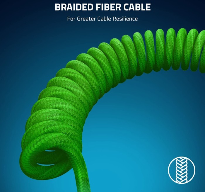 Razer PBT Keycap + Coiled Cable upgrade zestaw, tworzywo sztuczne (PBT), Cherry-Profil, Razer Green, zielony, przycisków - 120, ISO-UK, ANSI-US