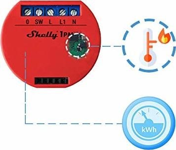 Shelly 1PM, WLAN-Funkschalter mit Strommesssensor, 1-Kanal, Unterputz, Schaltaktor