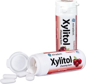 Miradent Xylitol Gum Cranberry Zahnpflegekaugummis, 30 Stück