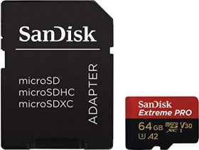 SanDisk Extreme PRO R170/W90 microSDXC 64GB Kit, UHS-I U3, A2, Class 10
