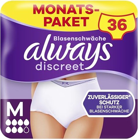 Always Discreet Underwear plus M spodnie ochronne, 36 sztuk