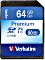 Verbatim Premium 600x R90 SDXC 64GB, UHS-I U1, Class 10 (44024)