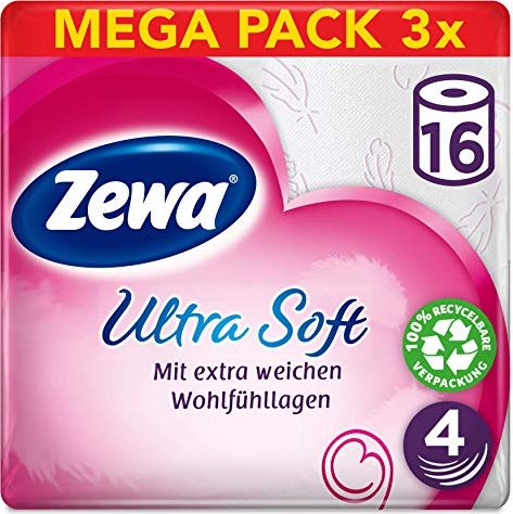 Zewa Ultra Soft 4-lagig Toilettenpapier weiß, 16 Rollen