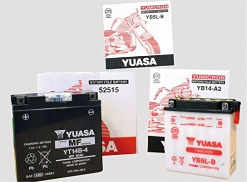 Yuasa Motorradbatterie 12N5.5-4A 12 V 5.5 Ah Passend für Modell Motorräder, Motorroller, Quads, Jetski, Schneemobile, A – ohne Säure (12N5.5-4ADC)