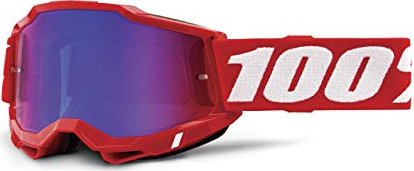 100% Accuri2 okulary ochronne neon red/mirror red-blue lens
