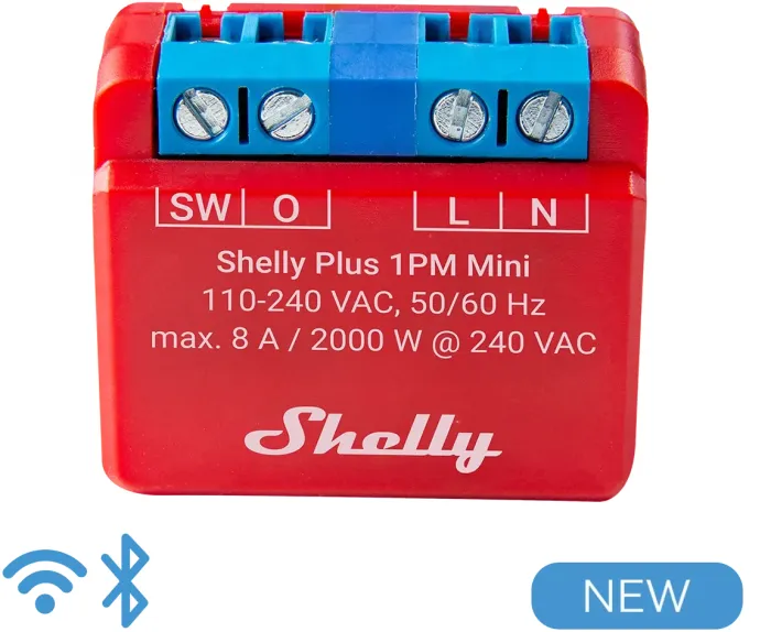Shelly Home Relais "Plus 1PM Mini" WLAN BT Messfunktion - max 8A - 1 Kanal"